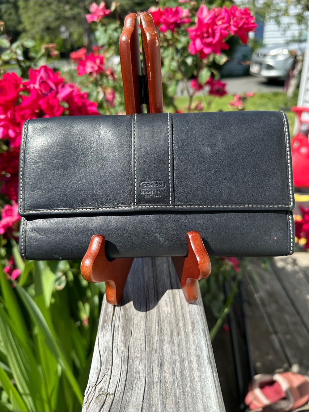 Coach Black Leather Folded Continental Wallet